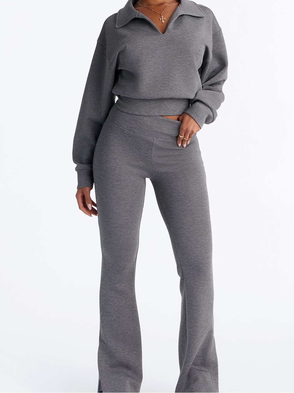 Victoria's Secret Charcoal Gray Knit Wide-Leg Pants